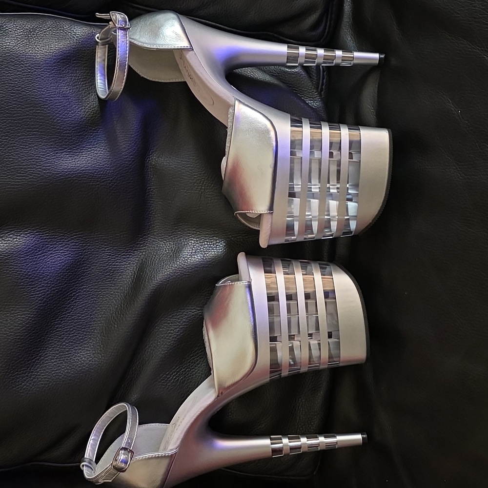 Pleaser Flamingo Silver Matte Platform Heels